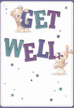The joyful spirit of Gospel Oak comes alive in this get well card, where two adorable figures-a huggable teddy bear and a lovable puppy-gracefully perch around the big, bold letters spelling 'Get Well.' Illustrated in radiant tones of indigo and teal, the lively text pops beautifully atop a creamy backdrop reminiscent of morning light drifting through local gardens. Whimsical stars, shaded in dreamy blues and purples, sprinkle hope across the scene, conjuring the magic that fresh flowers and local kindness bring to those in need. The fur and floppy ears of the friendly pair are rendered with tactile warmth, inviting a sense of comforting relaxation much like the embrace of a beloved pet or bouquet from Flowers Gospel Oak. Each detail rings with the honest care that fills our NW5 neighbourhood, creating an atmosphere that's reassuring and gently uplifting-the perfect visual touch when wishing a loved one a swift and cheerful recovery in Gospel Oak.